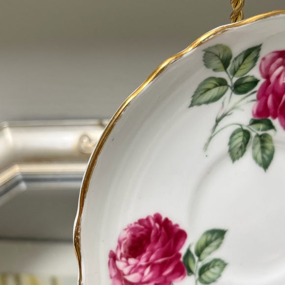 Crown Staffordshire Pink Flower Fine Bone China England Teacup and Saucer - Picture 4 of 10